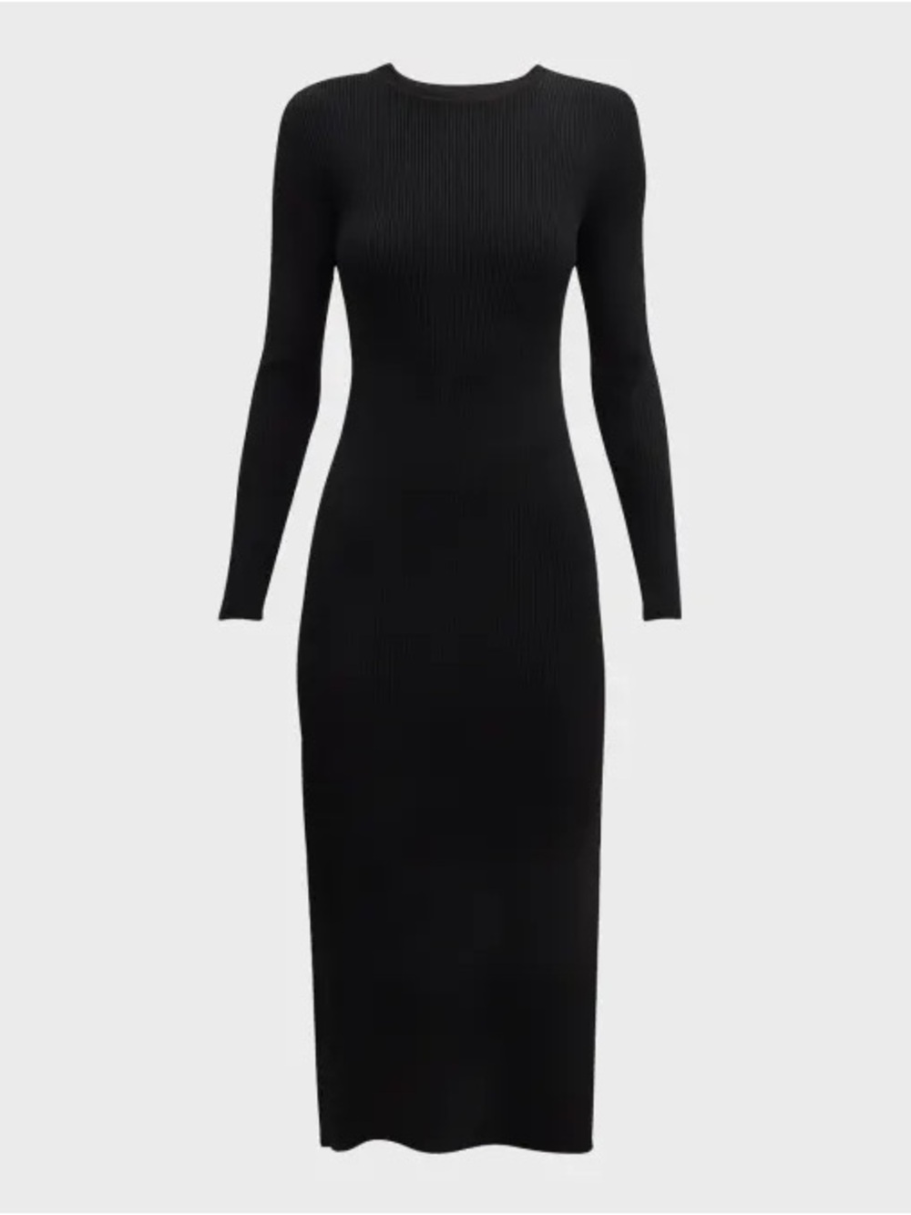 Milly Black Long-Sleeve Ribbed Midi Dress